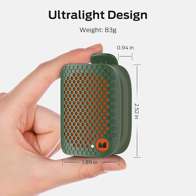 Monster Blaster Micro Bluetooth Speaker, Clip on Wireless Wearable Speaker for Hands-Free Calls and Music, Small Portable Speakers for Workout, Running, TWS, IPX7 Waterproof (Non-Magnetic), Green