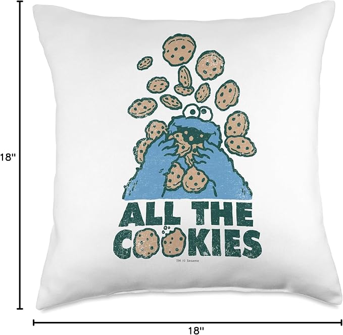 Sesame Street Monster All The Cookies Throw Pillow, 18x18, Multicolor