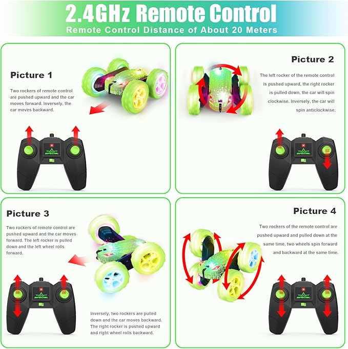 Remote Control Car, RC Cars Toys, 2.4GHz 4WD Fast RC Car Kids Toys Double Sided 360° Rotating Monster Truck Toys for Girls RC Truck Toy Cars for Boys