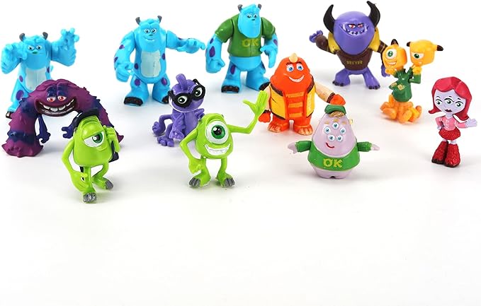 12Pcs Monsters Cake Toppers Set, Figures Toys Cupcake Toppers for Cake Decorations Party Favor, 1-4 inches