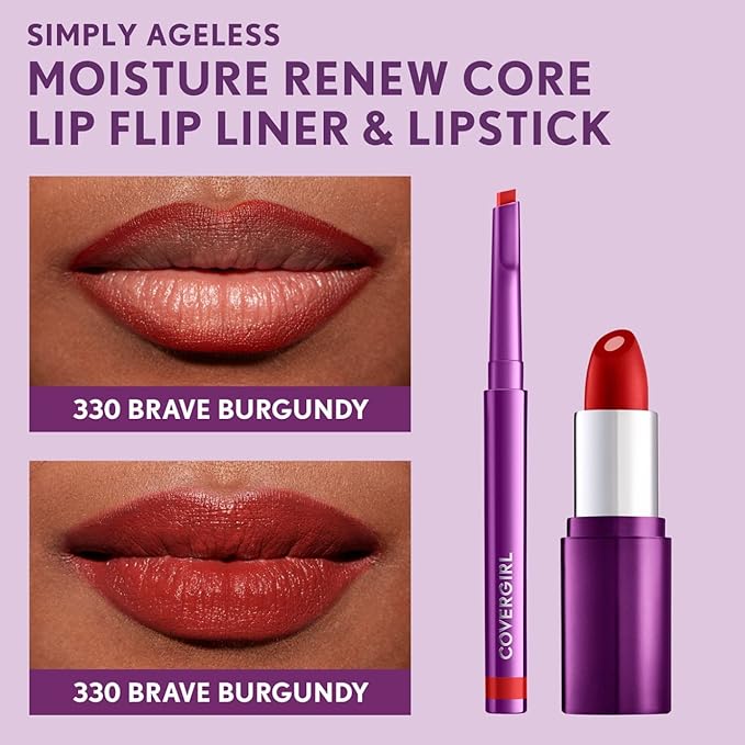 COVERGIRL Simply Ageless Lip Flip Liner, Brave Burgundy, Pack of 1 (Pack of 2)