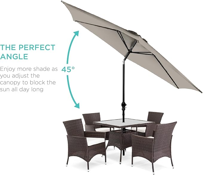 Best Choice Products 10ft Outdoor Steel Polyester Market Patio Umbrella w/Crank, Easy Push Button, Tilt, Table Compatible - Beige