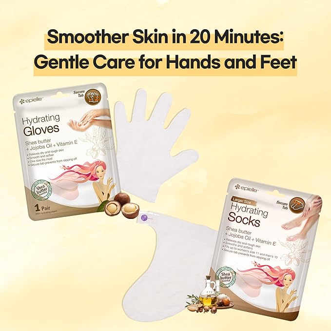 Epielle Hydrating Hand Masks, 6 Pairs of Moisturizing Gloves for Dry Hands with Shea Butter, Jojoba Oil & Vitamin E, Spa Day Treatment, Korean Skincare, Spa Gifts for Women