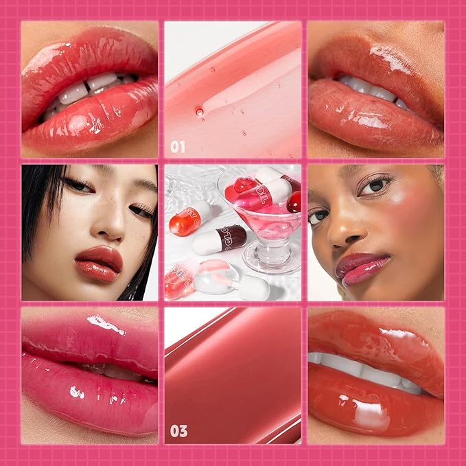 Lip Plumper Gloss High-Shine Liquid Lip Plumping Color, Long-Lasting Plumper Pout, Moisturizing, Non-Sticky With Natural Ginger Extract Portable 6 Colors (01#Tangerine)