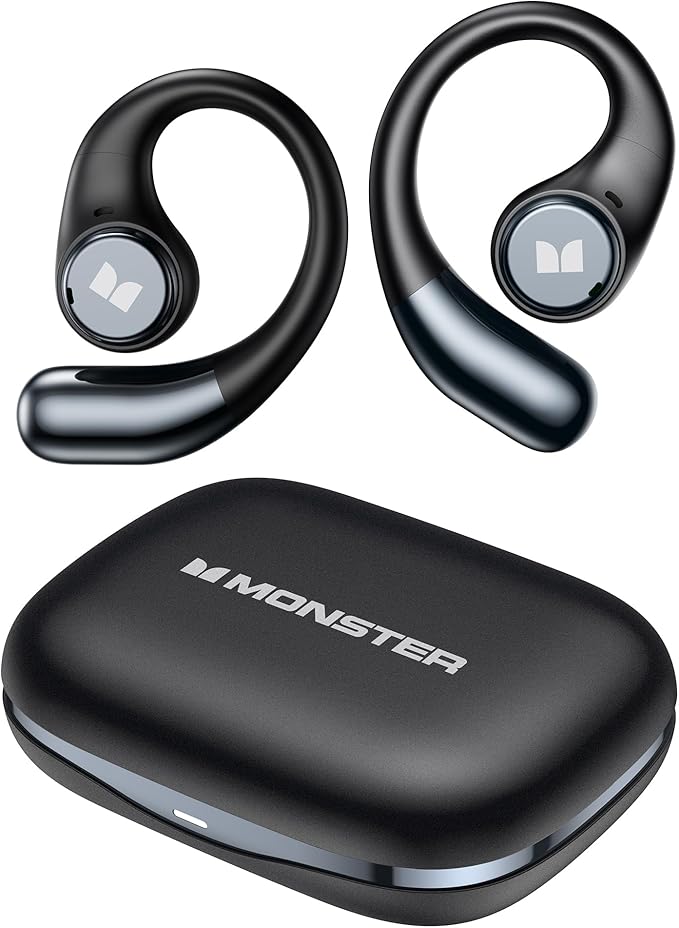 Monster Open Ear AC336 Headphones, Bluetooth 6.0 Wireless Earbuds with Stereo Sound, ENC Clear Call, 21H Playtime, Type-C Charging, Touch Control, IPX6 Waterproof Open Ear Earbuds for Sports Fitness