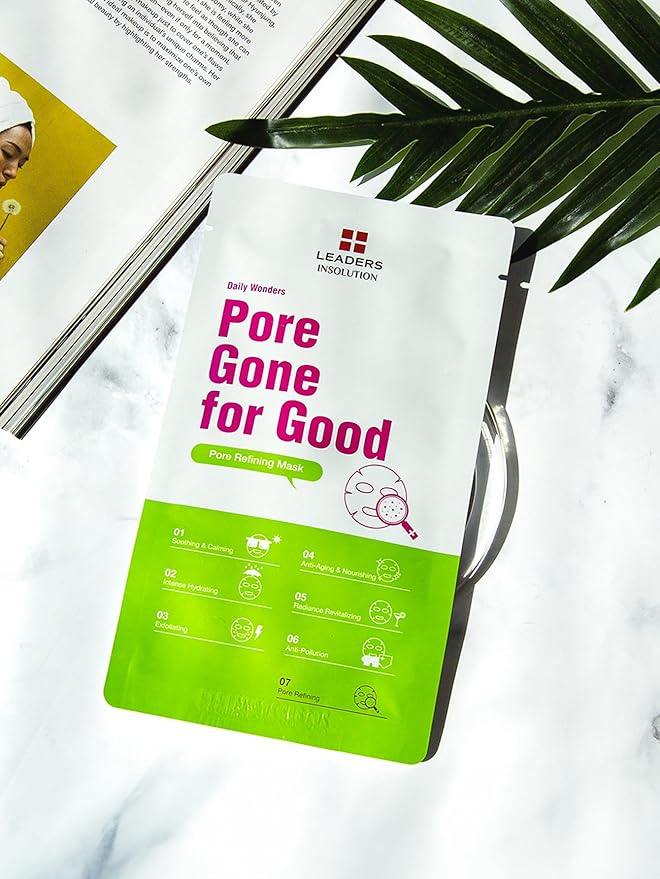 Leaders Insolution Daily Wonders Pore Gone for Good Facial Mask Sheet Pore Minimizing Acne Care Korean Skincare (10 Sheets)