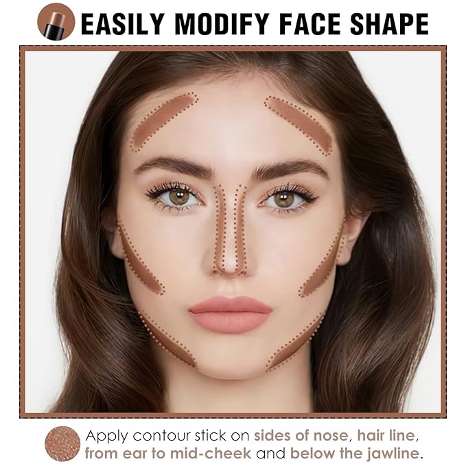 FOCALLURE Cream Contour Stick, Matte Bronzer Stick, Professional