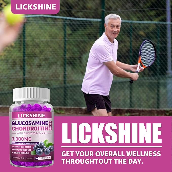 Glucosamine Chondroitin Gummies with MSM & Elderberry - Extra Strength Joint Health, Flexibility, Antioxidant Immune Support Supplement Gummy for Adults, Men & Women (1 Pack)