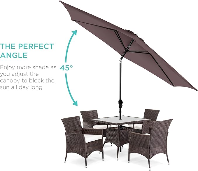 Best Choice Products 10ft Outdoor Steel Polyester Market Patio Umbrella w/Crank, Easy Push Button, Tilt, Table Compatible - Deep Taupe