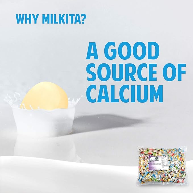 Milkita Creamy Shake Candy Bulk Pack, Gluten Free Chewy Candies with Calcium & Real Milk, Zero Trans Fat, Low-Sugar, Assorted Flavors (Vanilla, Strawberry, Chocolate, Honeydew, Banana), 550 Pcs