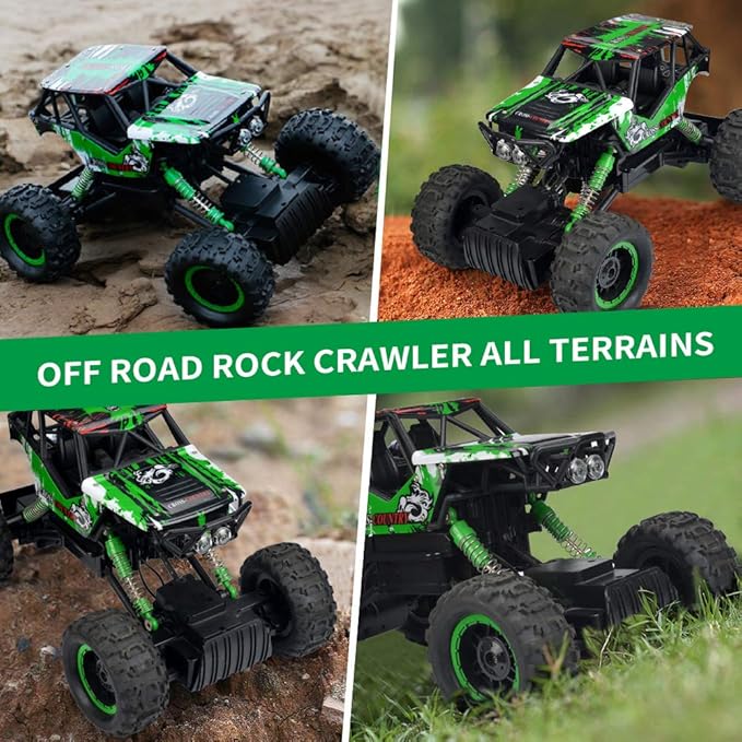 DOUBLE E 1:12 Scale Large Remote Control Car Monster Trucks for Boys with Head Lights 4WD Off All Terrain RC Car Rechargeable Vehicles Xmas Gifts for Kids