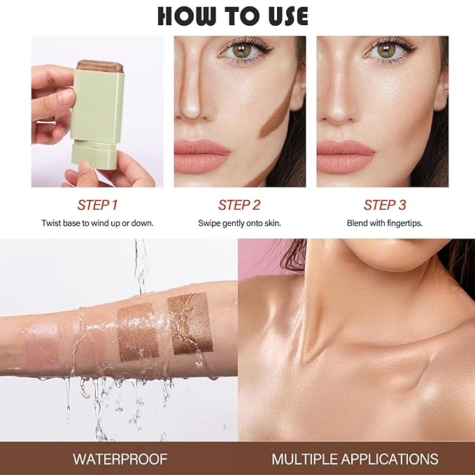 Cream Contour Stick, Face Cream Bronzer Makeup Stick Warm Glow)