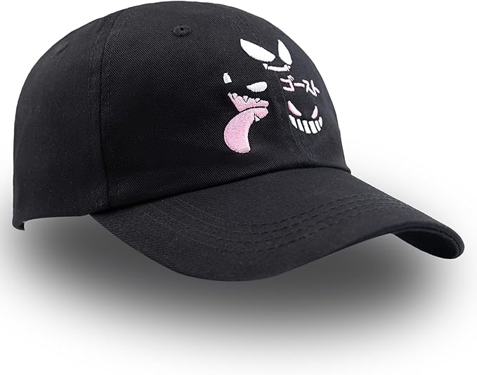 Ghost Type Anime Embroidered Hat - Funny Baseball Hats, Black Baseball Cap for Women Men