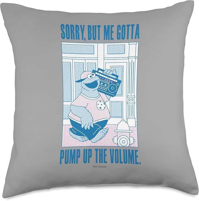 Sesame Street Cookie Monster Me Gotta Pump Up The Volume Throw Pillow, 18x18, Multicolor