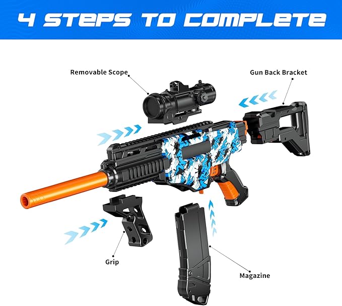 Toy Gun Automatic Sniper Rifle with Lanyard, Electric Realistic Toy Foam Blasters- 200 Darts, Tactical Vest Set, Scope and 2 Clips, Cool Toys for Kids Ages 8-12, Birthday Xmas Gifts for Boys Adults