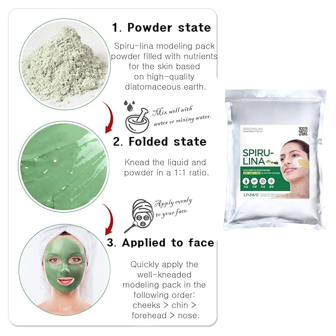 Moisturizing And Soothing Skin Care Mask Pack For Lindsay Modeling Mask Pack Powder, 2.2lb / 1kg (#3. Spirulina)