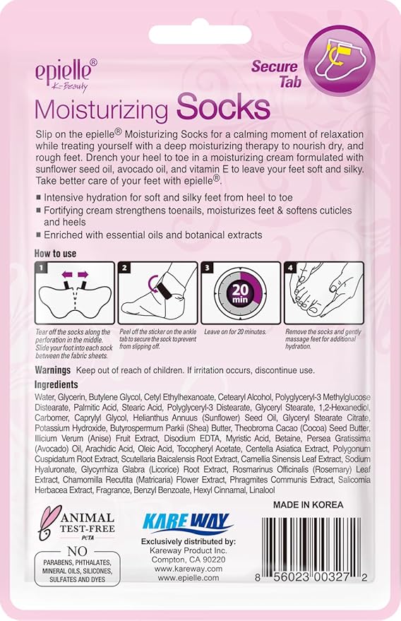 Epielle Moisturizing Foot Masks, 6 Pairs Socks for Dry Feet & Cracked Heels, Relieve and Soften Skin with Sunflower Seed Oil + Avocado Oil + Vitamin E, Korean Skin Care, Foot Spa Gifts for Women