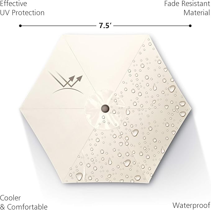 7.5Ft/9Ft Patio Umbrella, UV Protect Pool Umbrella with Heavy Duty Pole,Outdoor Umbrella with Push Botton Tilt & Crank