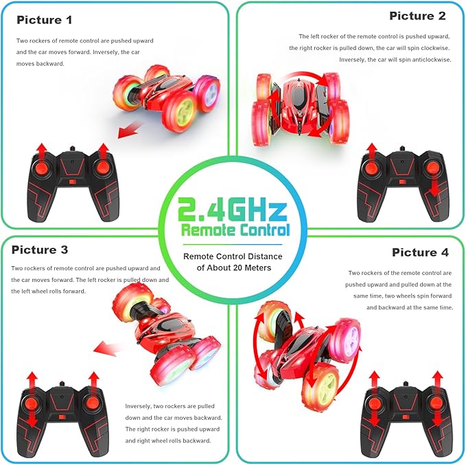Remote Control Car, RC Cars Toys, 2.4GHz 4WD Fast RC Car Kids Toys Double Sided 360° Rotating Monster Truck Toys for Girls RC Truck Toy Cars for Boys
