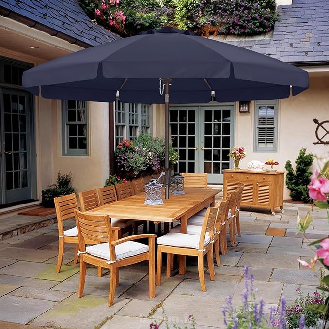 ABCCANOPY Patio Umbrella 10ft, Outdoor Table Umbrella with Push Button Tilt and Crank, 8 Ribs Umbrella for Patio Pool Garden Deck (Tibetan Blue)