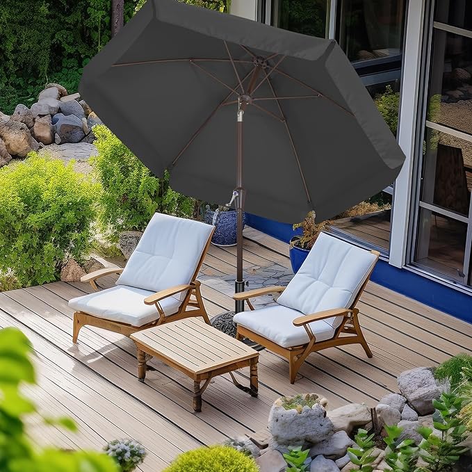 ABCCANOPY Patio Umbrella 7.5ft, Outdoor Table Umbrella with Push Button Tilt and Crank, 8 Ribs Umbrella for Patio Pool Garden Deck (Dark Gray)