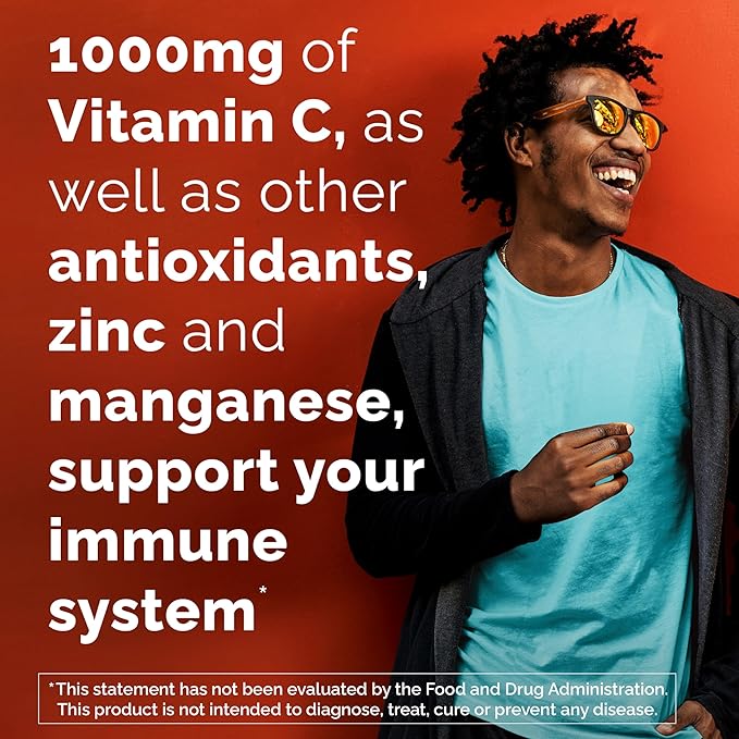 Emergen-C Zero Sugar 1000 mg Vitamin C Powder for Daily Immune Support Caffeine Free Vitamin C Supplements with Zinc and Manganese, B Vitamins and Electrolytes, Raspberry Lemonade Flavor - 36 Count