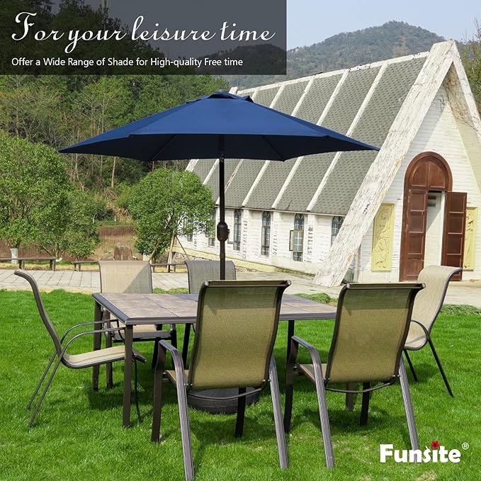 7.5Ft/9Ft Patio Umbrella, UV Protect Pool Umbrella with Heavy Duty Pole,Outdoor Umbrella with Push Botton Tilt & Crank