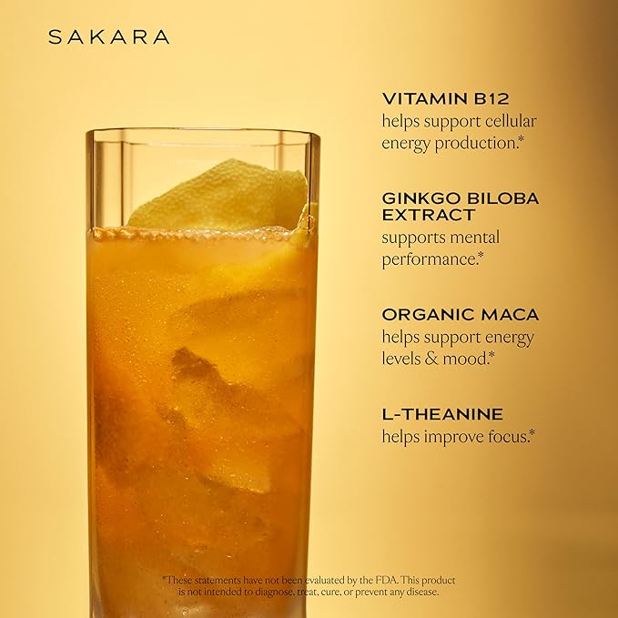 SAKARA Energy Effervescents, 15 Packets - Refined Sugar Free Electrolytes Powder Packets with Vitamin B12 & L Theanine, Flavored Water Packets, Hydration Powder, Energy Drink Electrolyte Powder