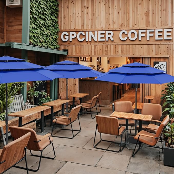 Patio Umbrellas, Pool Umbrella, Outdoor Umbrella with Push Button Tilt/Crank, Deck Umbrellas, Market Umbrela Table for Backyard, Deck, Garden, Pool