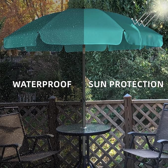 AMMSUN Patio Umbrella, 6.5 ft Outdoor Table Umbrella with Tilt Steel Pole, UPF50+ Protection, Great for Outdoor Garden Backyard, Turquoise