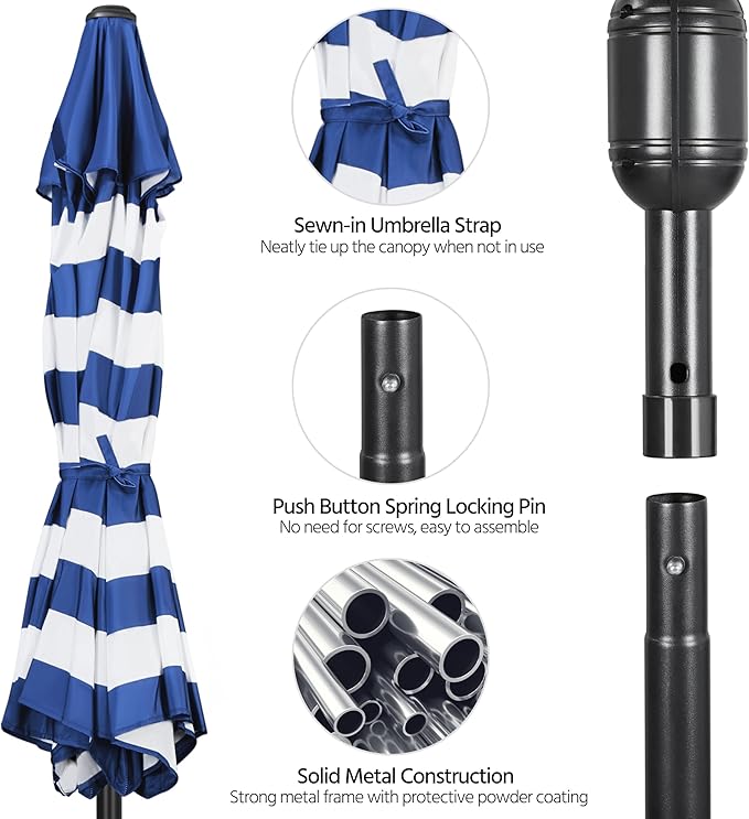 Yaheetech 9FT Outdoor Patio Umbrella, Outdoor Table Umbrella with Push Button Tilt and Crank?Market Umbrella with 8 Sturdy Ribs UV Protection Waterproof for Garden, Deck, Backyard, Pool