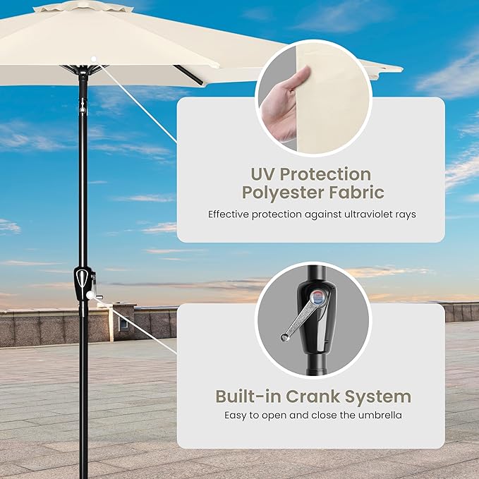 Simple Deluxe 9' Patio Umbrella Outdoor Table Market Yard Umbrella with Push Button Tilt/Crank