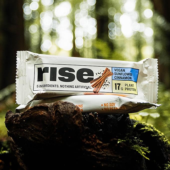 Rise Pea Protein Bar - Vegan Sunflower Cinnamon | Breakfast Bar & Protein Snack 17g Protein Just 5 Whole Food Ingredients Non-GMO Gluten-Free Soy Free