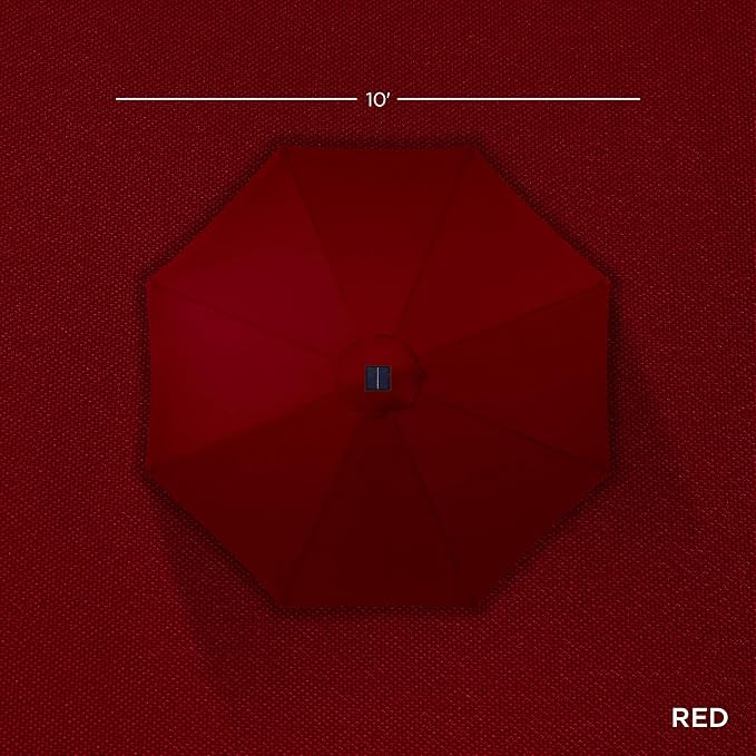 Best Choice Products 10ft Solar Polyester LED Lighted Patio Umbrella w/Tilt Adjustment and UV-Resistant Fabric - Red