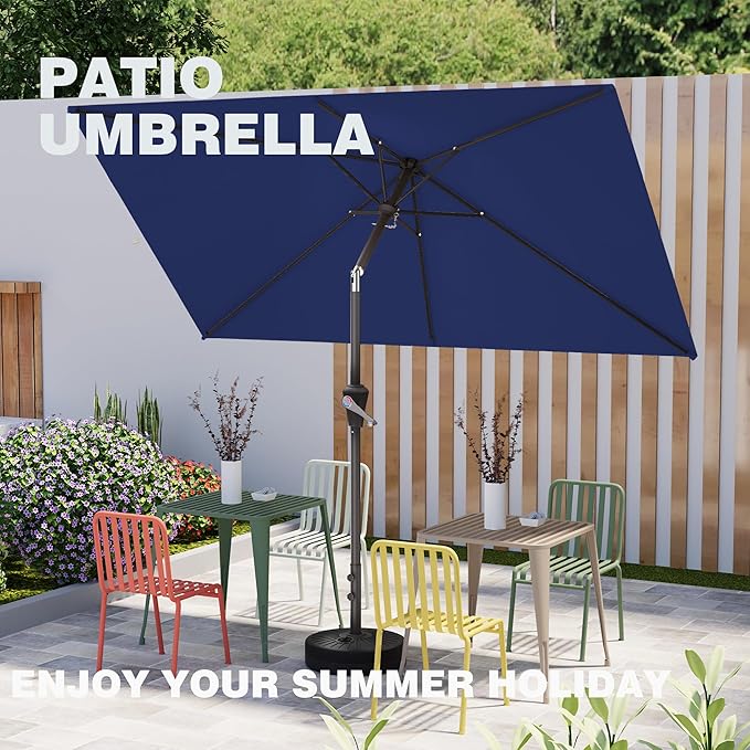 6.5' x 10' Rectangular Patio Umbrellas for Outdoor, Outdoor Table Umbrella, Large Outdoor Patio Umbrellas with 6 Sturdy Ribs for Market, Garden, Pool (Navy)