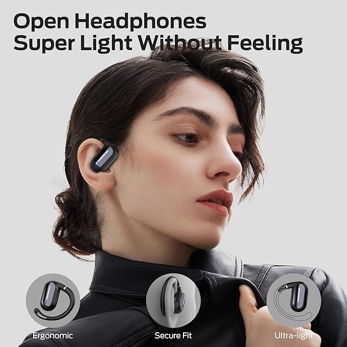 Monster Open Ear AC322, Bluetooth 5.4 Headset, 36H Battery Life, IPX5 Waterproof, Clear Communication, Ergonomic Design, Ear Angle Adjustable, Not Easy to Fall Off Wireless Bluetooth Headset.