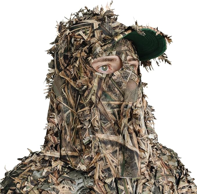 QuikCamo Lightweight 3D Leafy Camo Face Mask & Hat for Hunting, OSFM Adjustable Camouflage Hat, Mossy Oak & Realtree