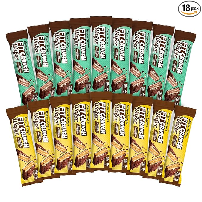 FITCRUNCH Wafer Protein Bars, 16g of Protein & 4g of Sugar (18 Count, Variety Pack)