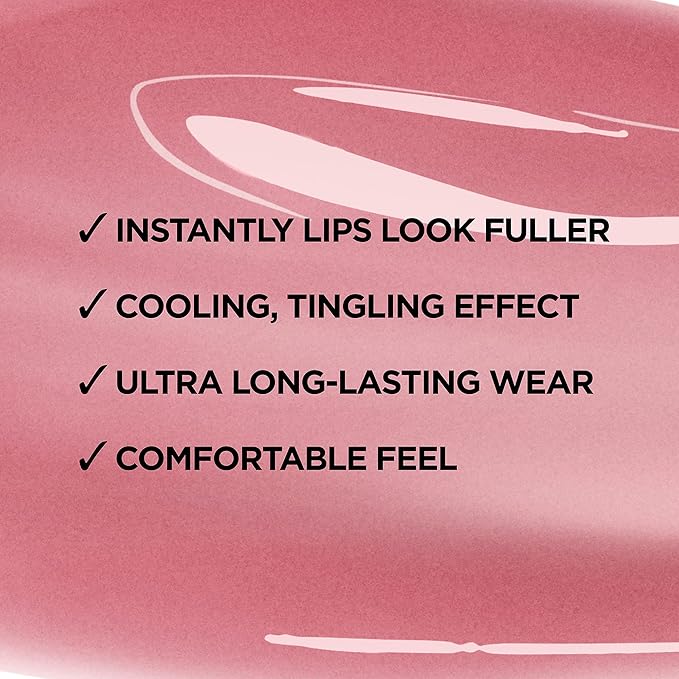 L'Oreal Paris Infallible Pro Gloss Plump Lip Gloss with Hyaluronic Acid, Long Lasting Plumping Shine, Lips Look Instantly Fuller and More Plump, Moonlit Rose, 0.21 fl. oz.