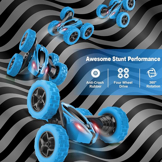 Remote Control Car, RC Cars Toys for Ages 5-7, 2.4GHz 4WD Fast RC Car Kids Toys for Ages 8-13, Double Sided 360° Rotating Monster Truck Toys for Girls RC Truck Toy Cars for Boys