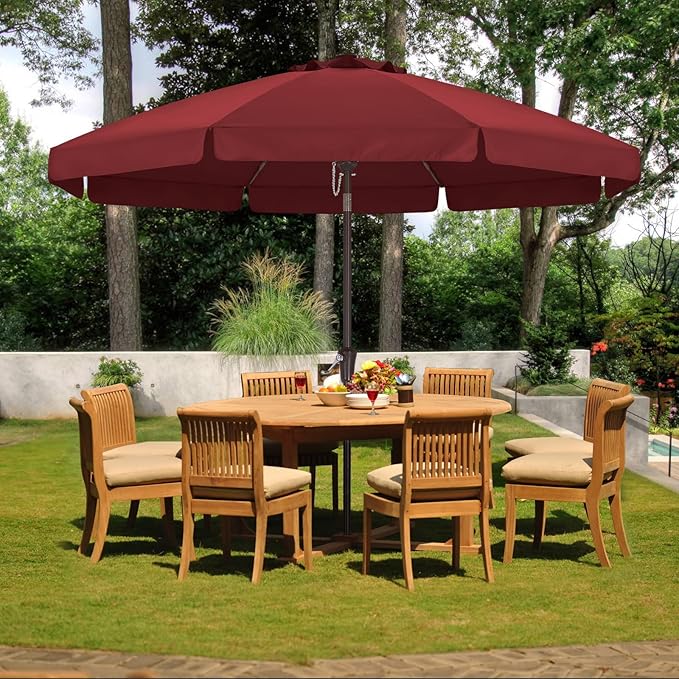 ABCCANOPY Patio Umbrella 11ft, Outdoor Table Umbrella with Push Button Tilt and Crank, 8 Ribs Umbrella for Patio Pool Garden Deck (Burgundy)