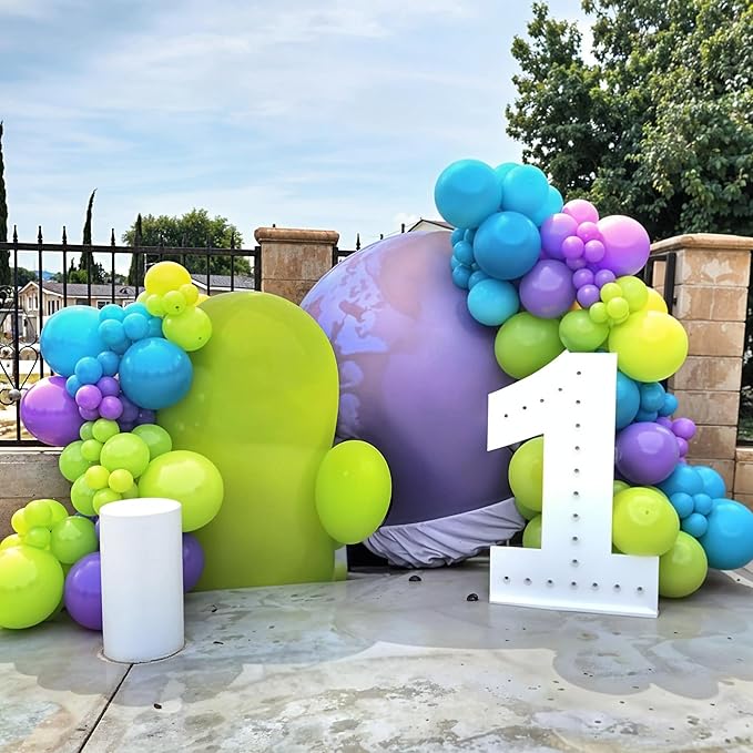 Monster Cartoon Inc Latex Balloons Set, Pack of 60 12 inch with Clear Balloons, Pink Purple Blue Green for Kid Monster Theme Birthday Baby Shower Party Decorations Supplies