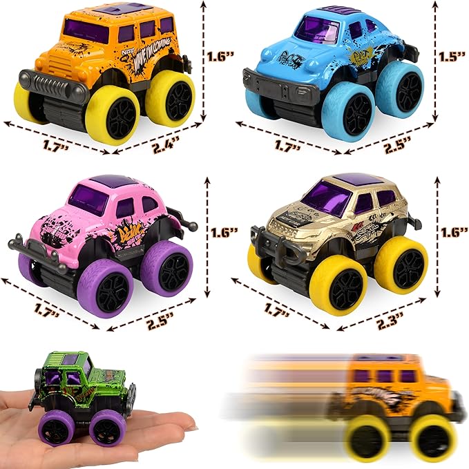 16 Pack Die-cast Mini Monster Truck for Boys and Girls,Pull Back Alloy Trucks Toy,Mini Pull Back Cars,Die-cast Race Cars for Kids Party Favors