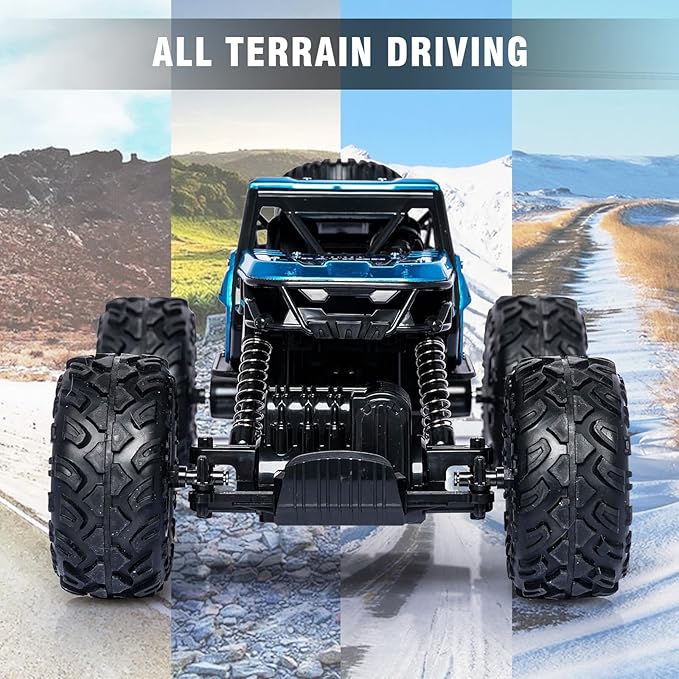 Blue RC Trucks Remote Control Car 1:14 Off Road Monster Truck,Metal Shell Crawler,2.4Ghz 20km/h High Speed All Terrain Hobby Truck