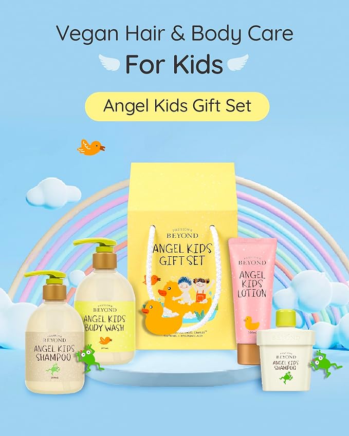 BEYOND Angel Kids Baby Bath Gift Set (25.7fl oz , 3-Piece Bath & Shower Set) & Phyto Aqua Repair Face Serum (1.35 fl oz) - Vegan Formula Korean Skin Care for Clear & Moisturized Skin