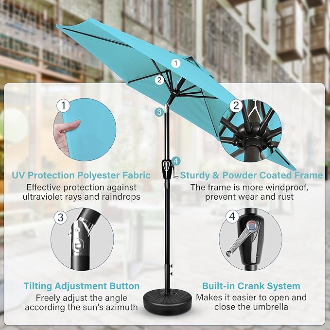 Simple Deluxe 9' Patio Umbrella Outdoor Table Market Yard Umbrella with Push Button Tilt/Crank