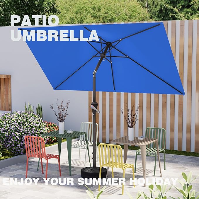 6.5' x 10' Rectangular Patio Umbrellas for Outdoor, Outdoor Table Umbrella, Large Outdoor Patio Umbrellas with 6 Sturdy Ribs for Market, Garden, Pool (Royal Blue)
