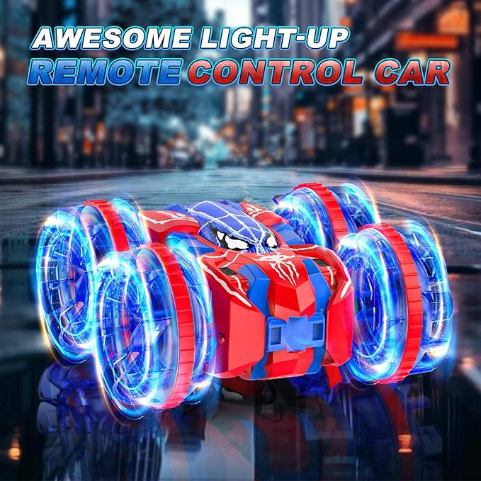 Waterproof Remote Control Car,4WD Amphibious 2.4 GHz RC Car Remote Control Boat,360°Rotation RC Stunt with LED Lights,Boys Girls Gifts All Terrain Water Beach Pool Toy