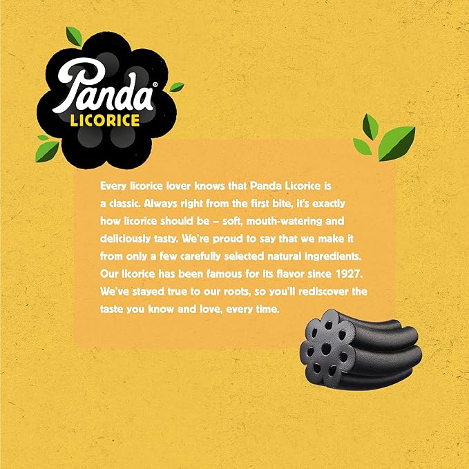 Panda ® | Natural Soft Original Licorice | Pure Panda Black Licorice Candy Made with Only 4 Natural Ingredients | Non-GMO Project verified | Vegan & Fat Free | 200 G - 7 OZ x 8 – Resealable Bags Pack