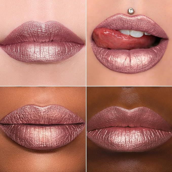 MAKI YIKA 3Pc Metallic Lipstick Long Lasting Nude Pink Red Glitter Lipsticks High Shine Lipstick No Smudge No Transfer Liquid Lip Gloss (Nude/Pink/Red)